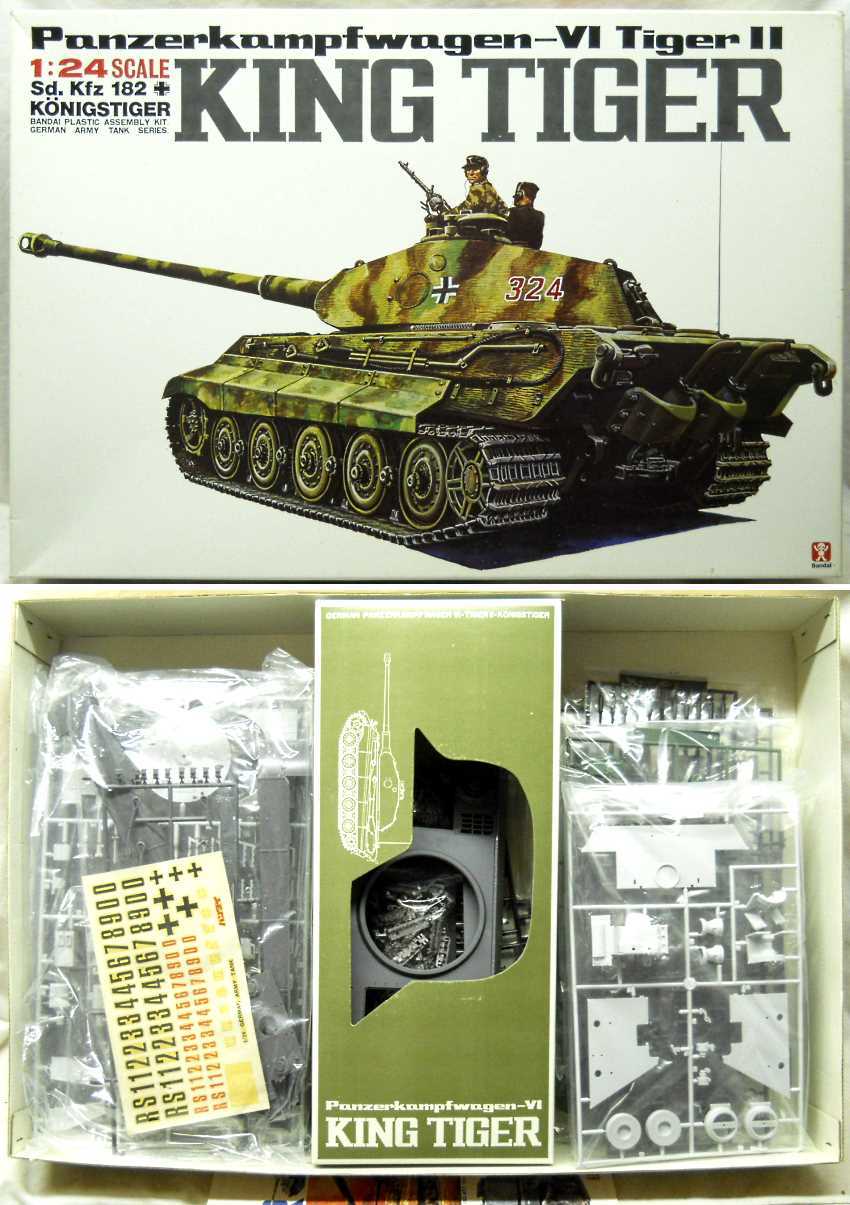 Bandai 1/24 Panzerkampfwagen VI Tiger II King Tiger Sd.Kfz.182, 8217-2500 plastic model kit